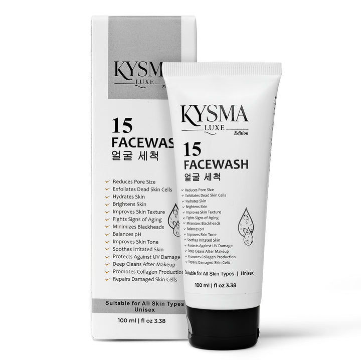Kysma Luxe 15 Facewash – Clear Gel | Deep Cleansing, Hydrating & Brightening | Controls Acne & Minimises Pores | No Parabens, No Sulphates, No Colours | Mild Fragrance | For Men & Women | Suitable for All Skin Types