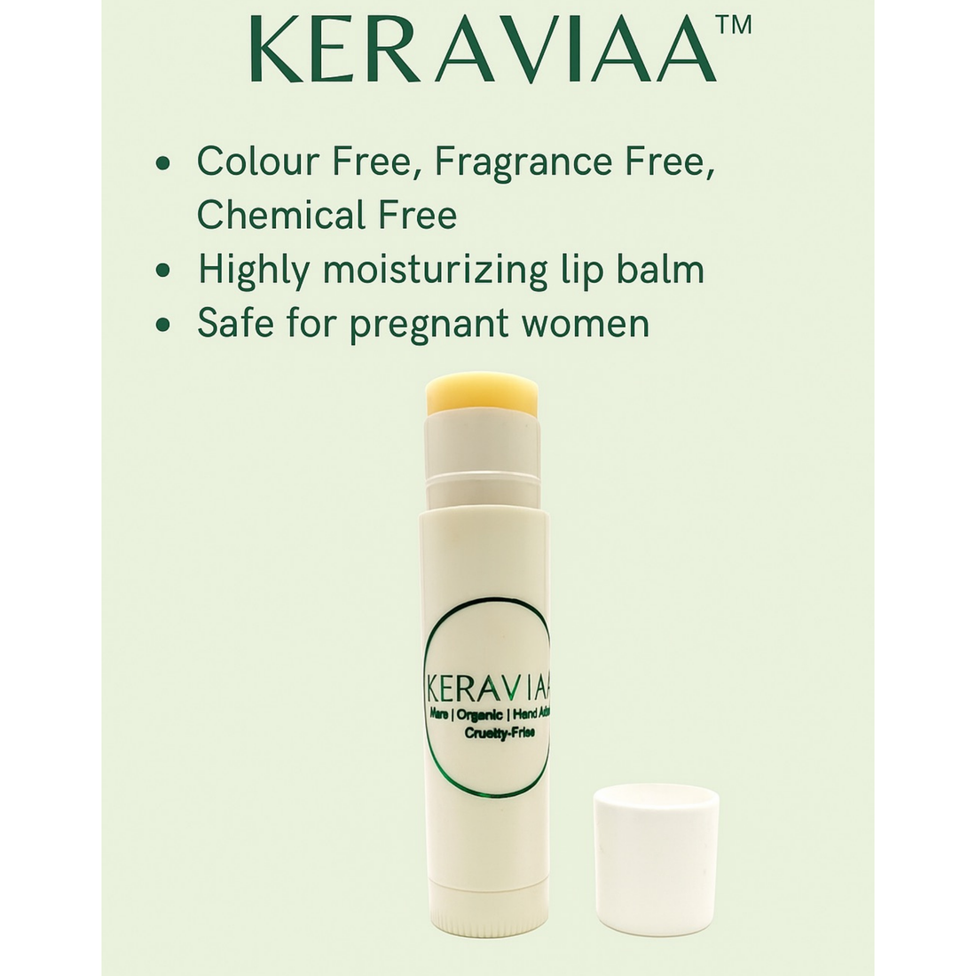 Keraviaa Lip Balm – Pure, Natural, Organic, Cruelty-Free & Handmade | Unflavoured • Unscented • No Colour | Ultra Moisturizing | Also Safe for Pregnant Women | Beeswax, Cocoa Butter, Shea Butter & Natural Oils