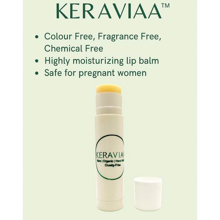 Keraviaa Lip Balm – Pure, Natural, Organic, Cruelty-Free & Handmade | Unflavoured • Unscented • No Colour | Ultra Moisturizing | Also Safe for Pregnant Women | Beeswax, Cocoa Butter, Shea Butter & Natural Oils