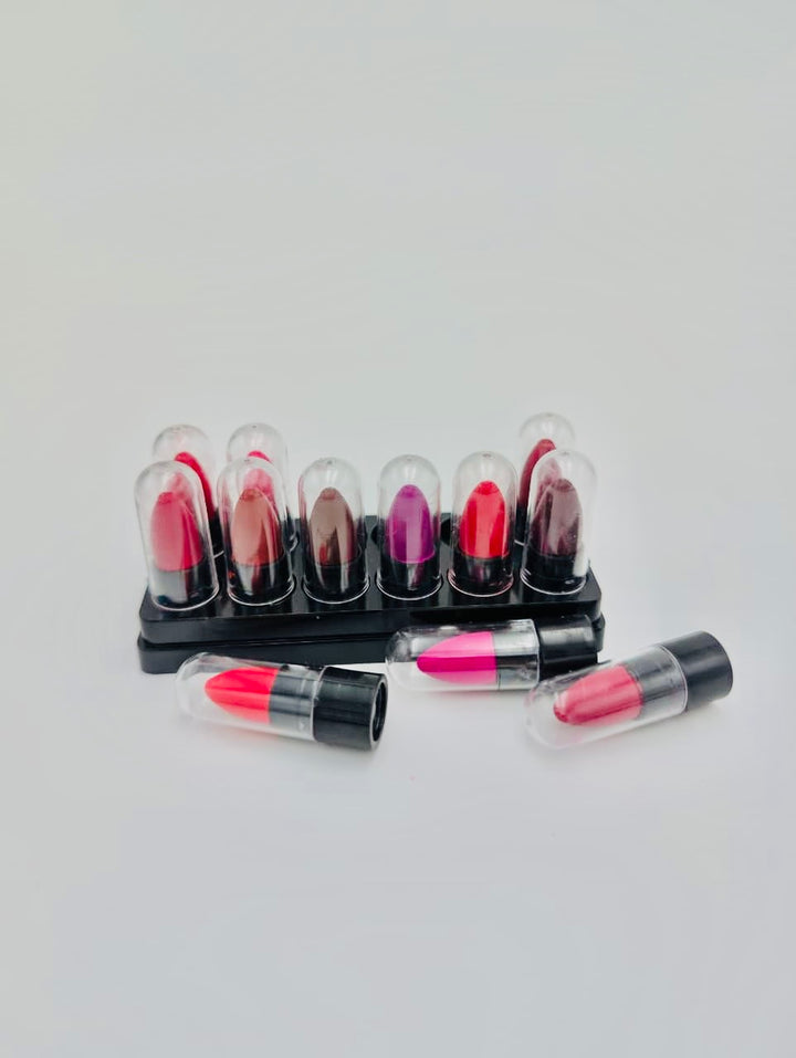 Organic Handmade Mini Bullet Lipstick Set – 12 Shades Pack, Natural & Chemical-Free Lip Colors
